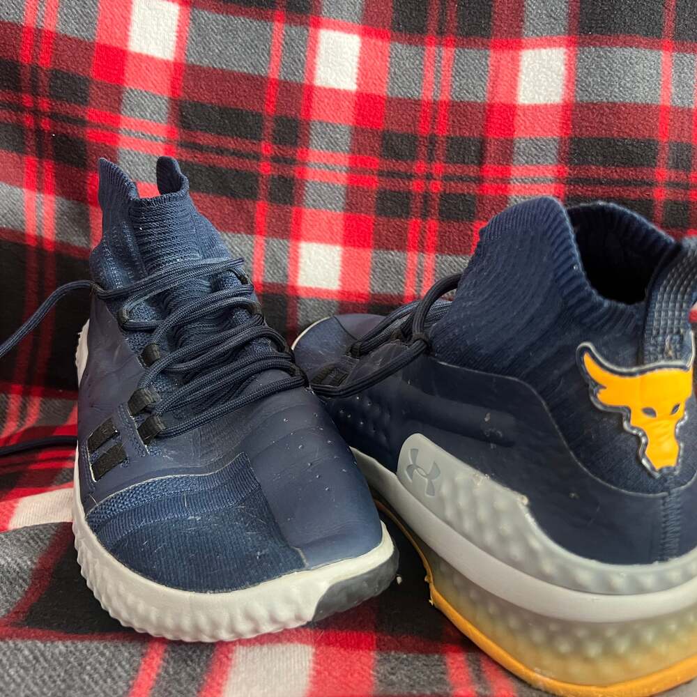 Under Armour Project Rock 1 Training Shoes Navy Yellow High Top